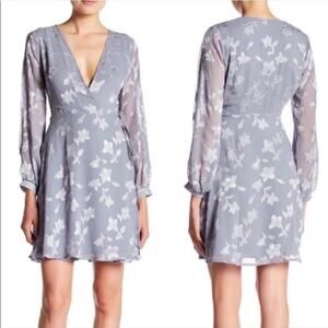 ASTR The Label Dusty Blue Burnout Wrap Dress Size Small